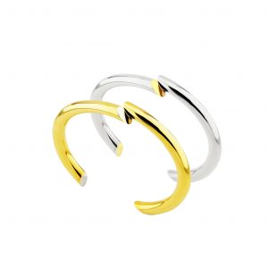 Packshot bracelets Lanvin or jaune et blanc.