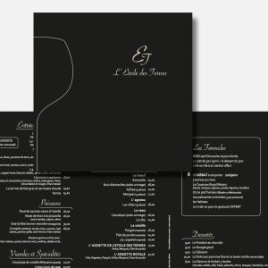 Communication print : carte de menus en polypropylène noir